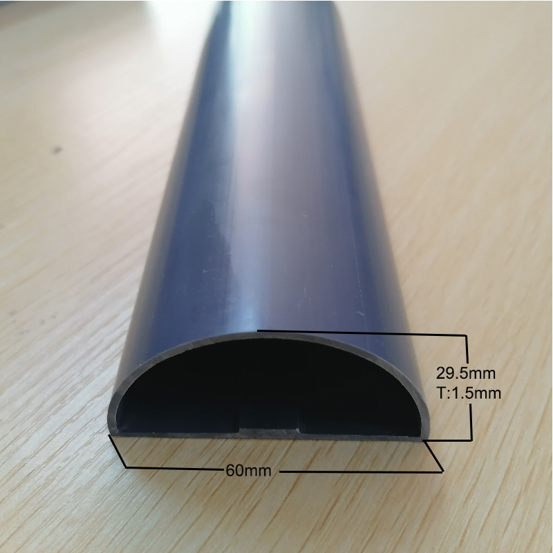 Styggad PVC D- formad plastkanal halvcirkelformad rörprofil