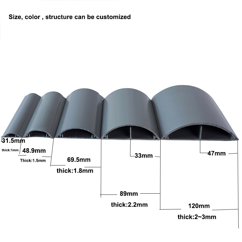 Styv PVC-profilprofil halvcirkelformad bågjordkabel kabelskyddsskydd golvtrådskyddskanal